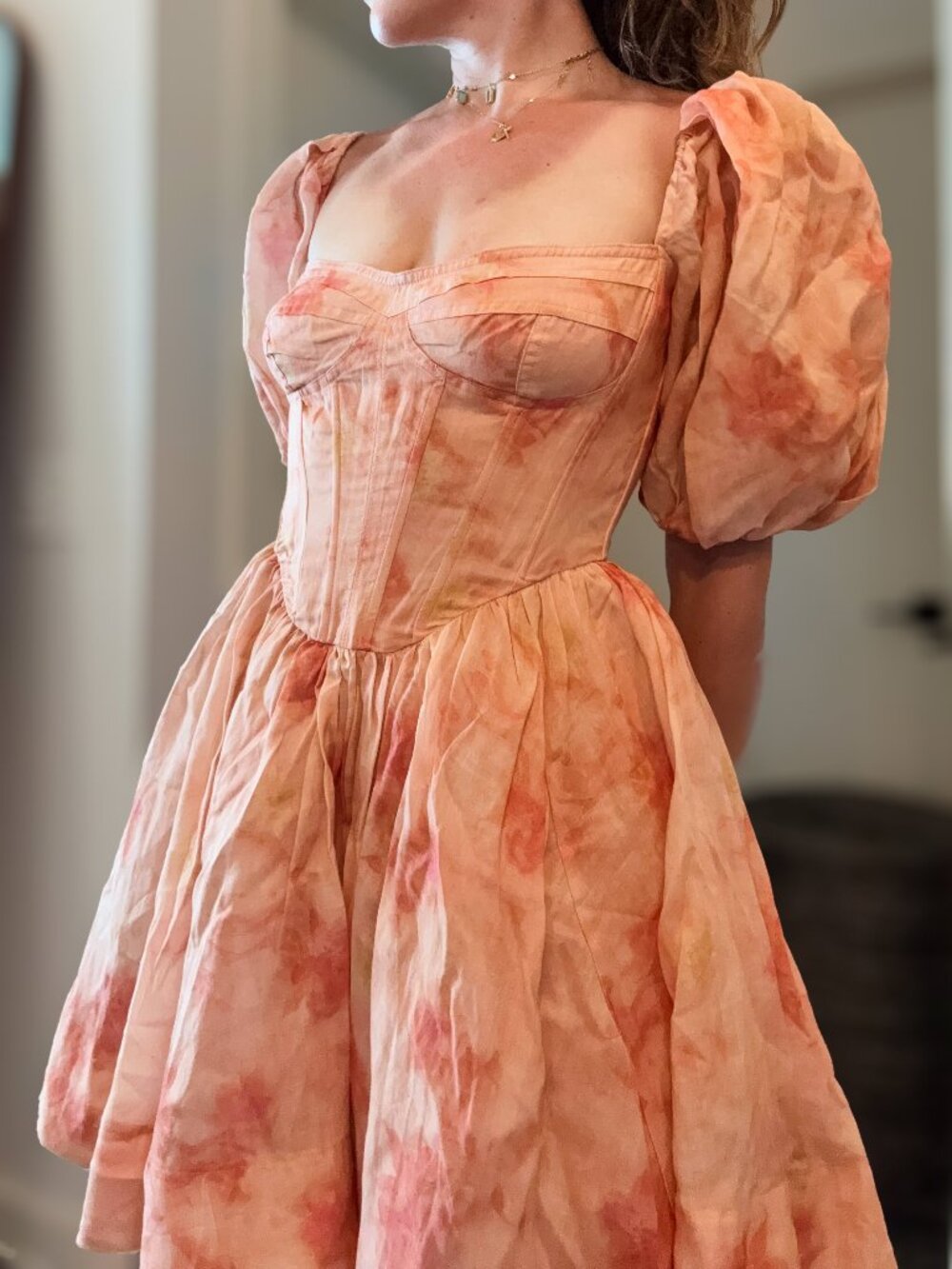 BARDOT Kiah Corset Mini Dress in Painterly Floral (Size Medium) - Never Worn